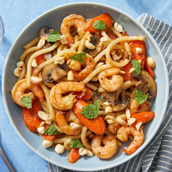 Recipe OnePot Shrimp & Udon Noodles with Peanuts & Mint Blue Apron