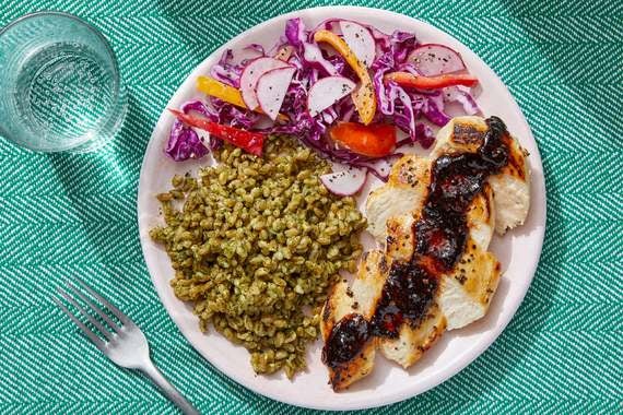 Spicy Chipotle Chicken & Cilantro Farro with Cabbage, Pepper & Radish Slaw-image