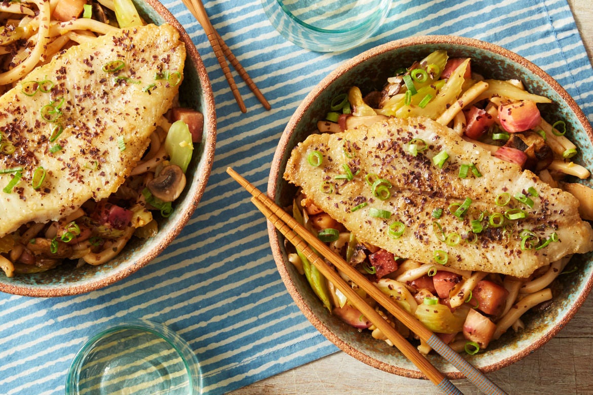 Recipe Smoky Seared Catfish with Glazed Udon Noodles Blue Apron