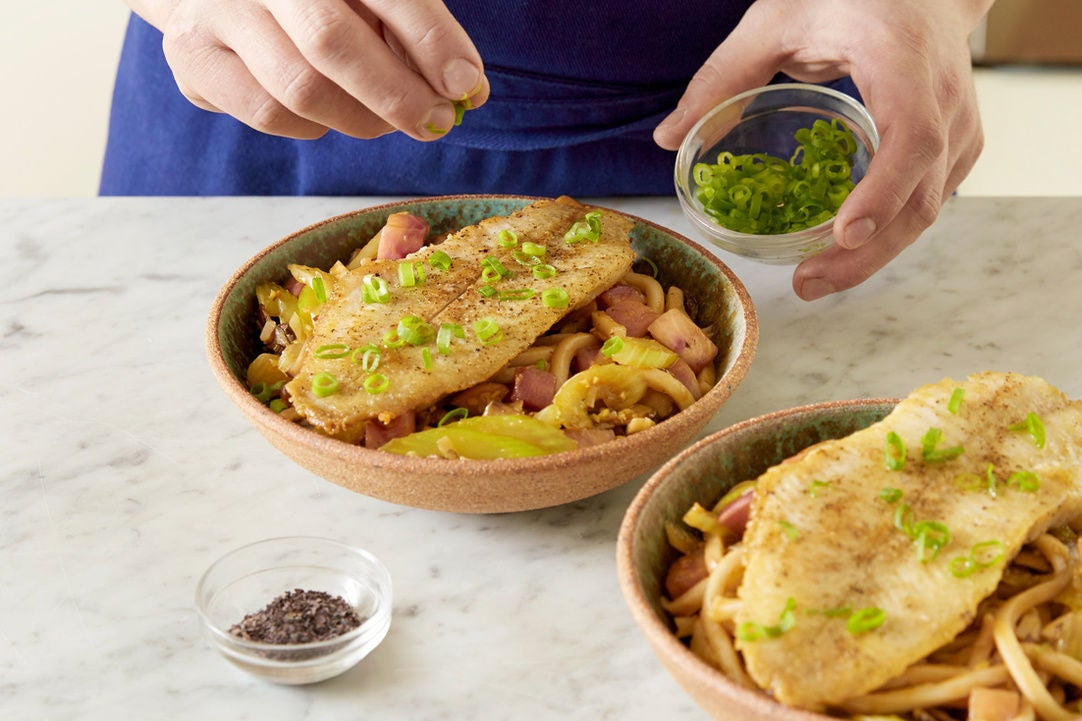Recipe Smoky Seared Catfish with Glazed Udon Noodles Blue Apron