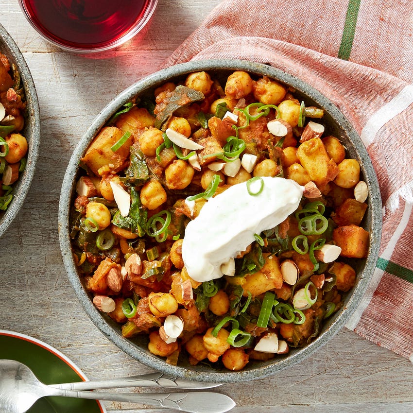 Recipe SpanishStyle Potato & Chickpea Stew with Swiss Chard & Aioli