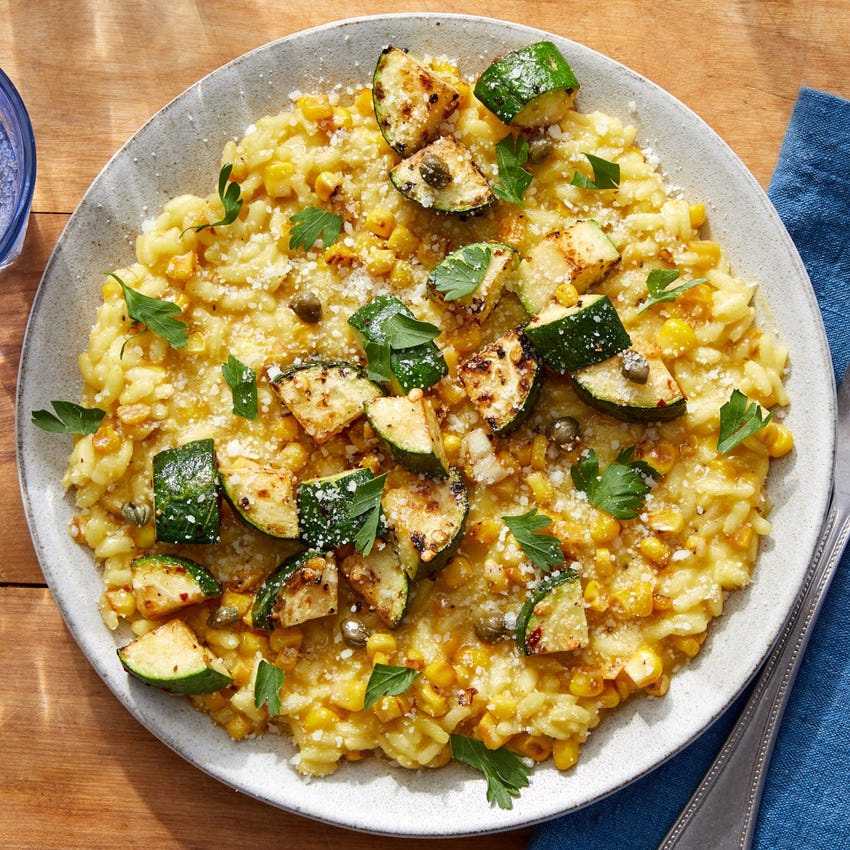 Recipe Summer Vegetable Risotto with Saffron & Parsley Blue Apron