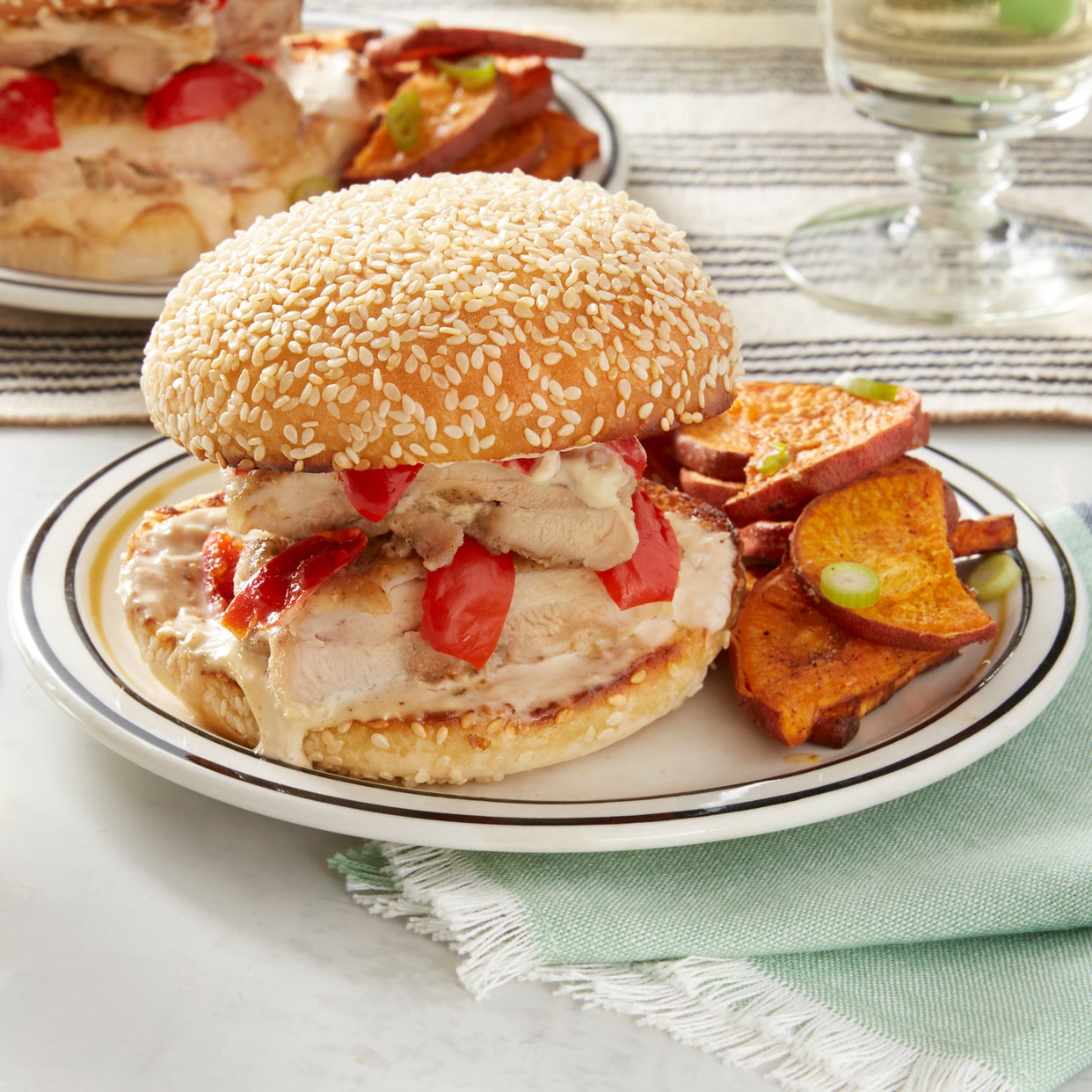 Recipe Spicy Chicken Sandwiches with Alabama White Sauce & Roasted Sweet Potato Blue Apron