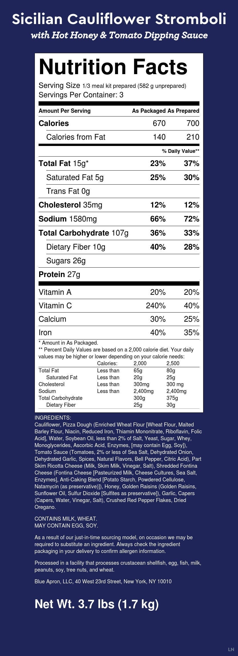 Recipe Sicilian Cauliflower Stromboli with Hot Honey & Tomato Dipping