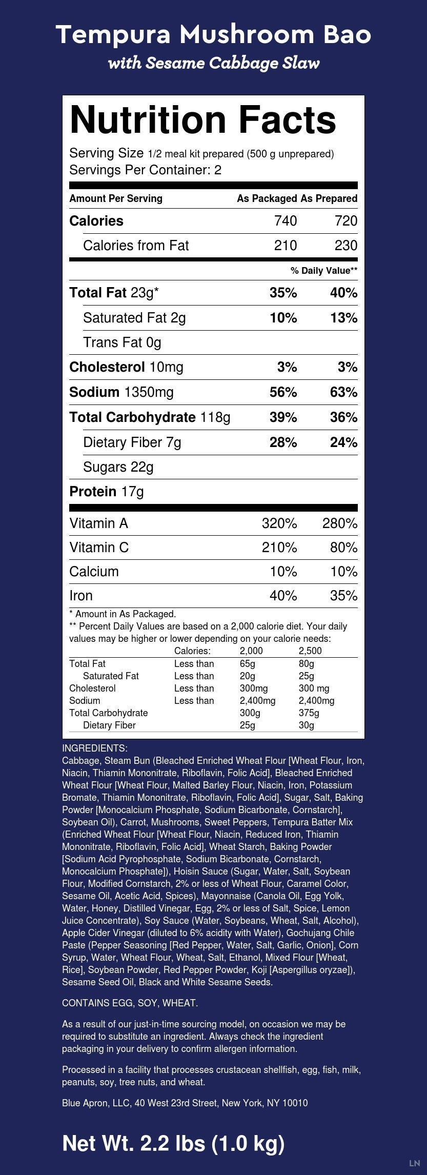 Recipe Tempura Mushroom Bao with Sesame Cabbage Slaw Blue Apron