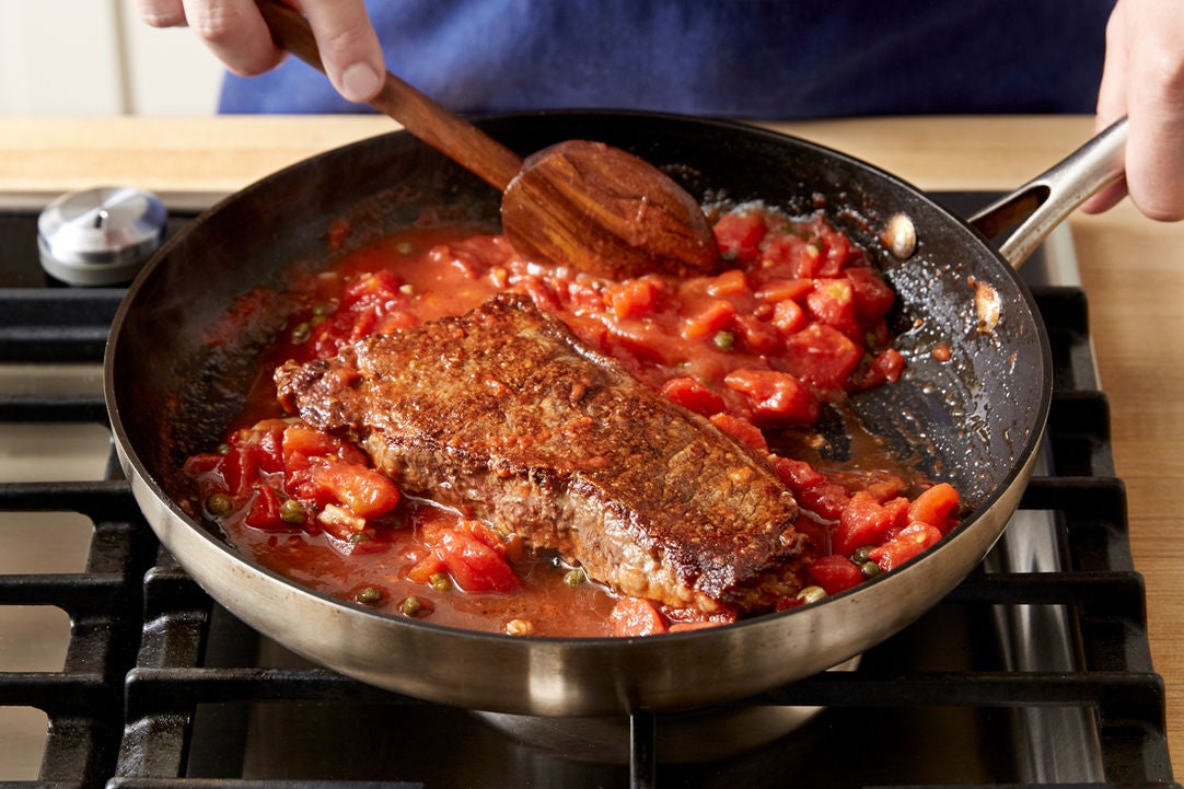 Recipe Sicilian Steak & Fregola Sarda with Tomato Sauce & Toasted Pine