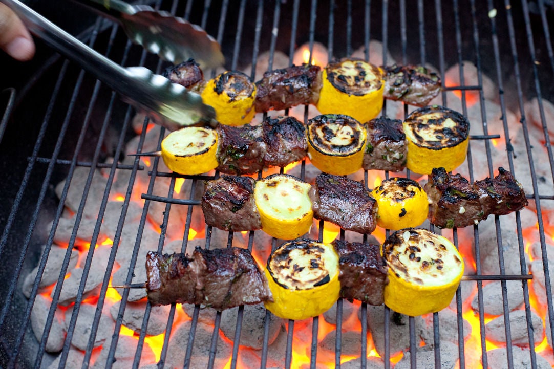 Recipe Steak & Summer Squash Kabobs with Blue Cheese Potato Salad