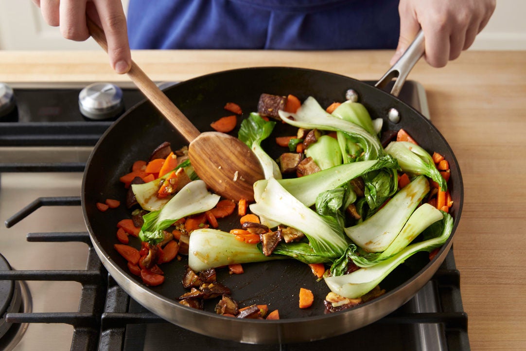 Recipe Bok Choy & Shiitake Fried Rice with Fried Eggs & Cashews Blue