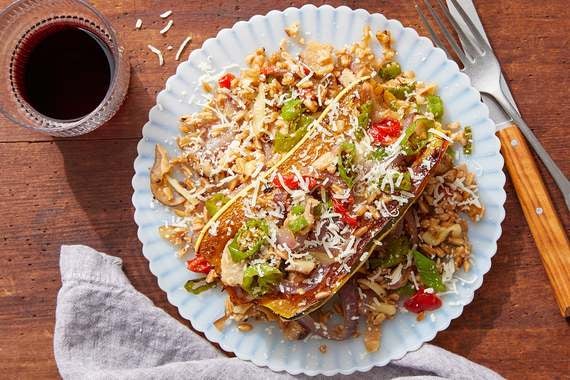 Stuffed Delicata Squash with Farro, Mushrooms & Shishito Peppers-image