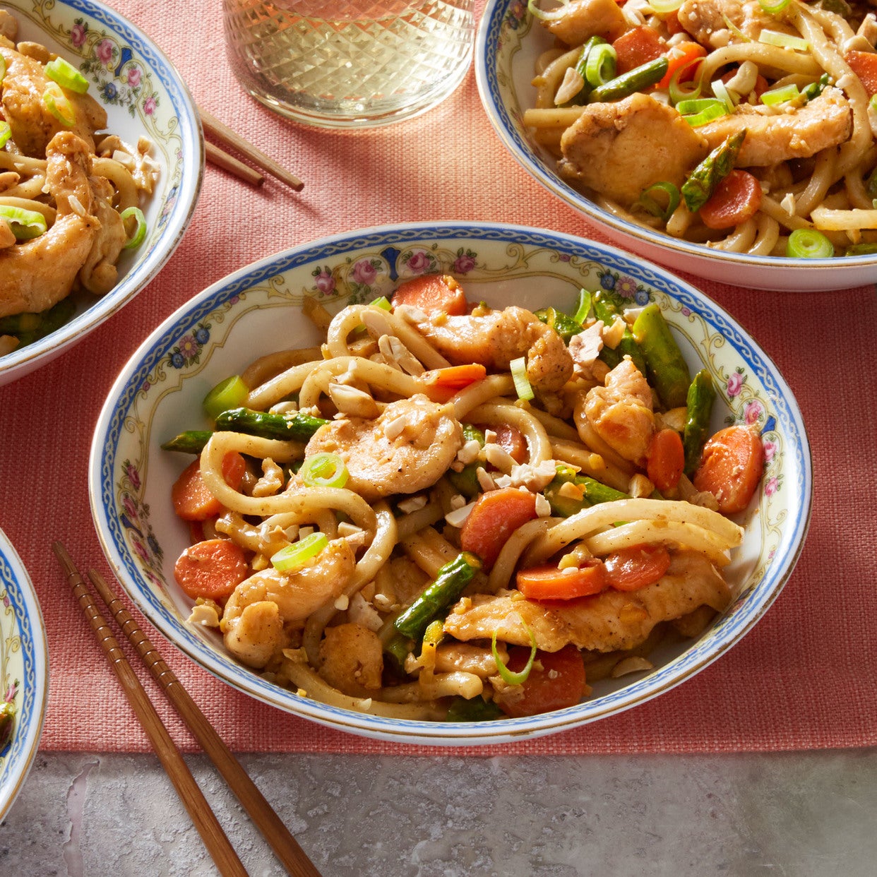 Recipe StirFried Chicken & Udon Noodles with Asparagus & Carrots