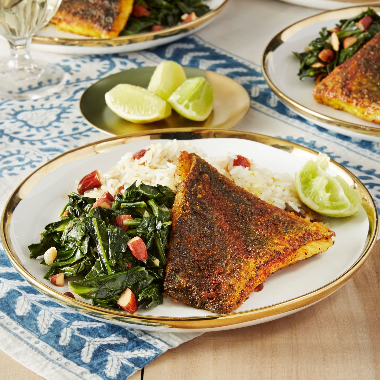 Recipe SumacSpiced Barramundi with Coconut Rice & Collard Greens