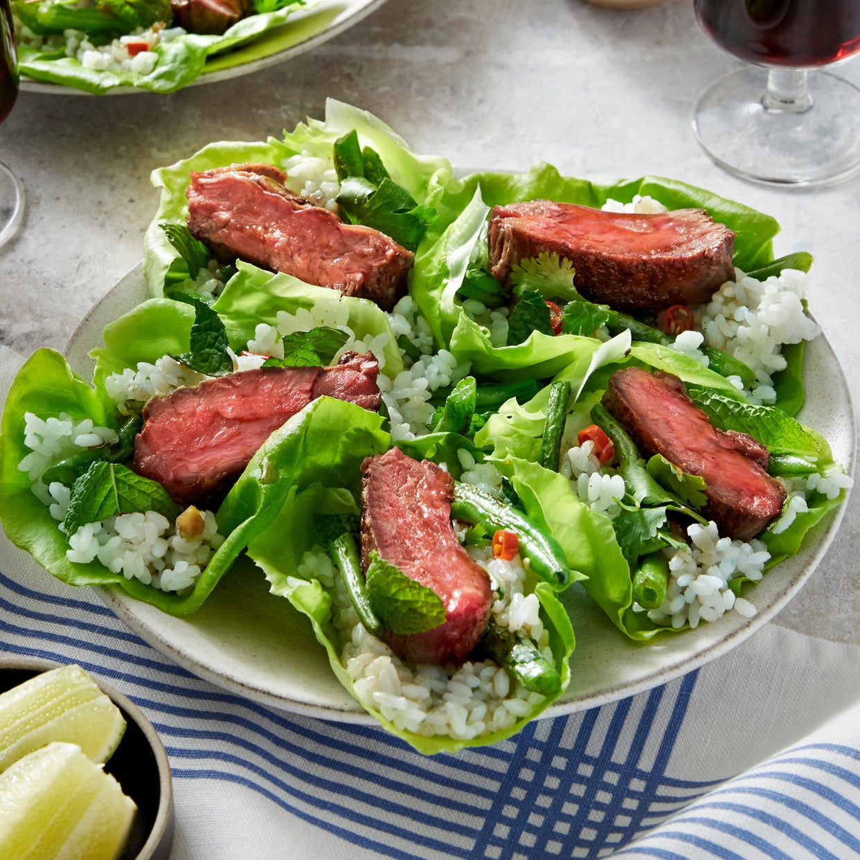 Recipe: Thai Steak Lettuce Cups with Spicy Green Beans & Sushi Rice ...