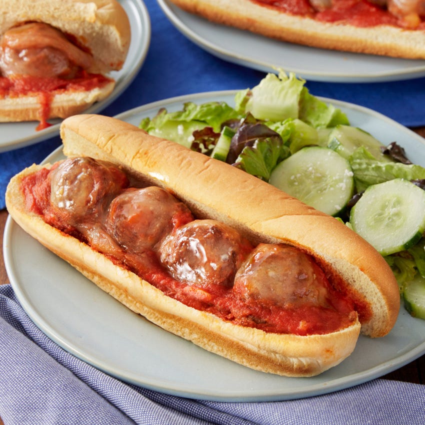 Recipe Italian Meatball Sandwiches with Red Leaf Lettuce & Cucumber