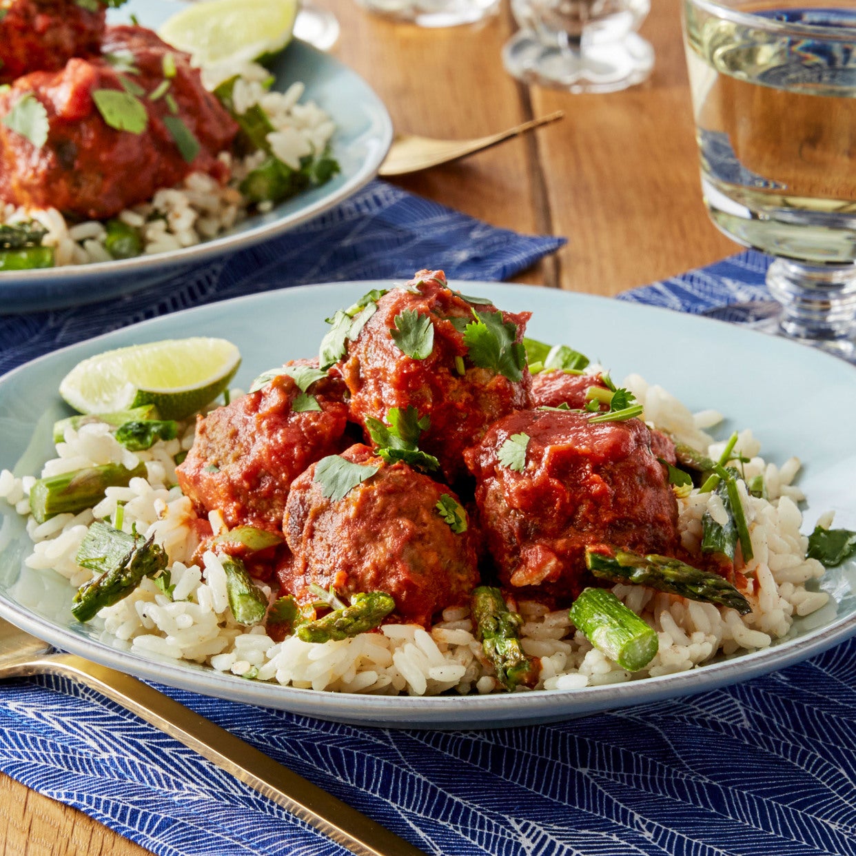 Recipe Meatballs & Tomato Sauce with Asparagus & Creamy Rice Blue Apron
