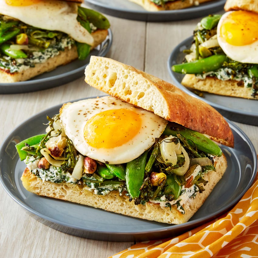 Recipe Spring Vegetable & Egg Sandwiches with Snap Peas & Spinach
