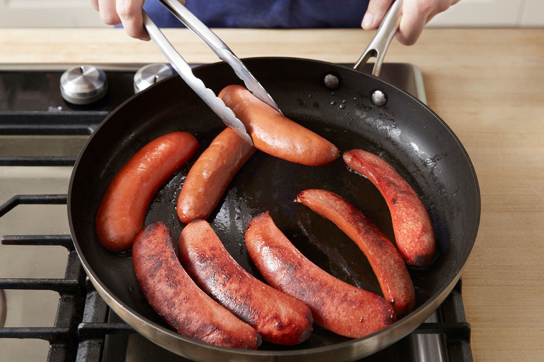 Recipe Seared Knockwurst with New EnglandStyle Beans & Coleslaw