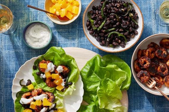 Mexican-Spiced Shrimp Lettuce Cups With Black Beans & Poblano Pepper-image