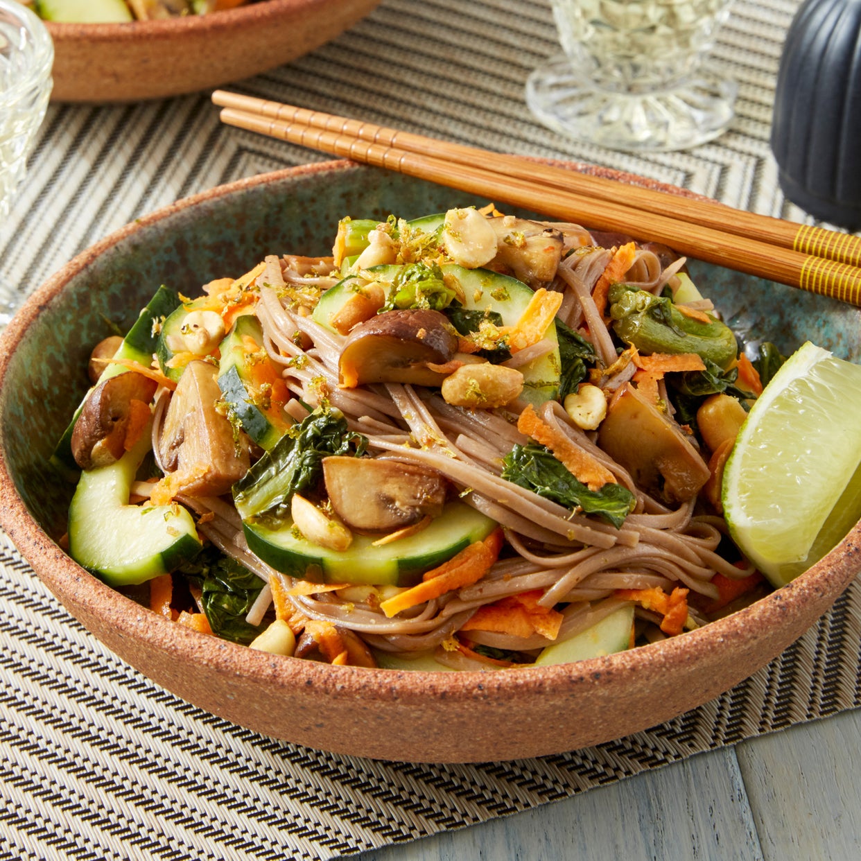Recipe Sesame Soba Noodles with Gai Lan, Mushrooms, & GingerLime