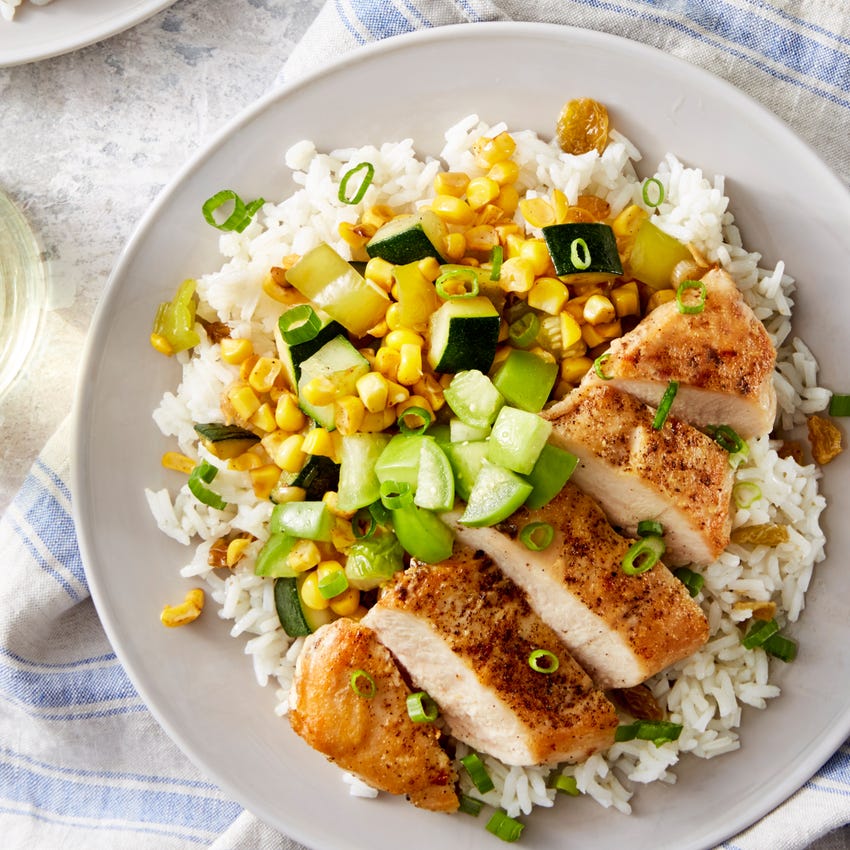 Recipe Seared Chicken Tomatillo Salsa With Sweet Corn Rice Blue Apron Place whole tomatillos and jalapenos on a baking sheet and roast in the oven for about 30 minutes. seared chicken tomatillo salsa with sweet corn rice