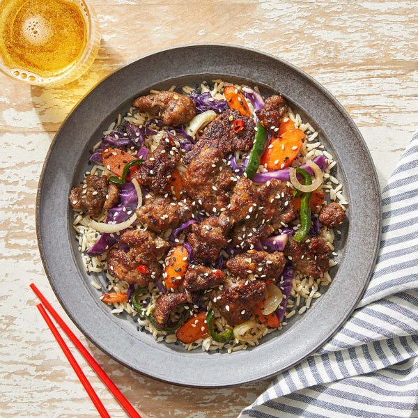 Get Wallpaper Recipe Spicy Beef Vegetables With Brown Rice Sesame Seeds Free