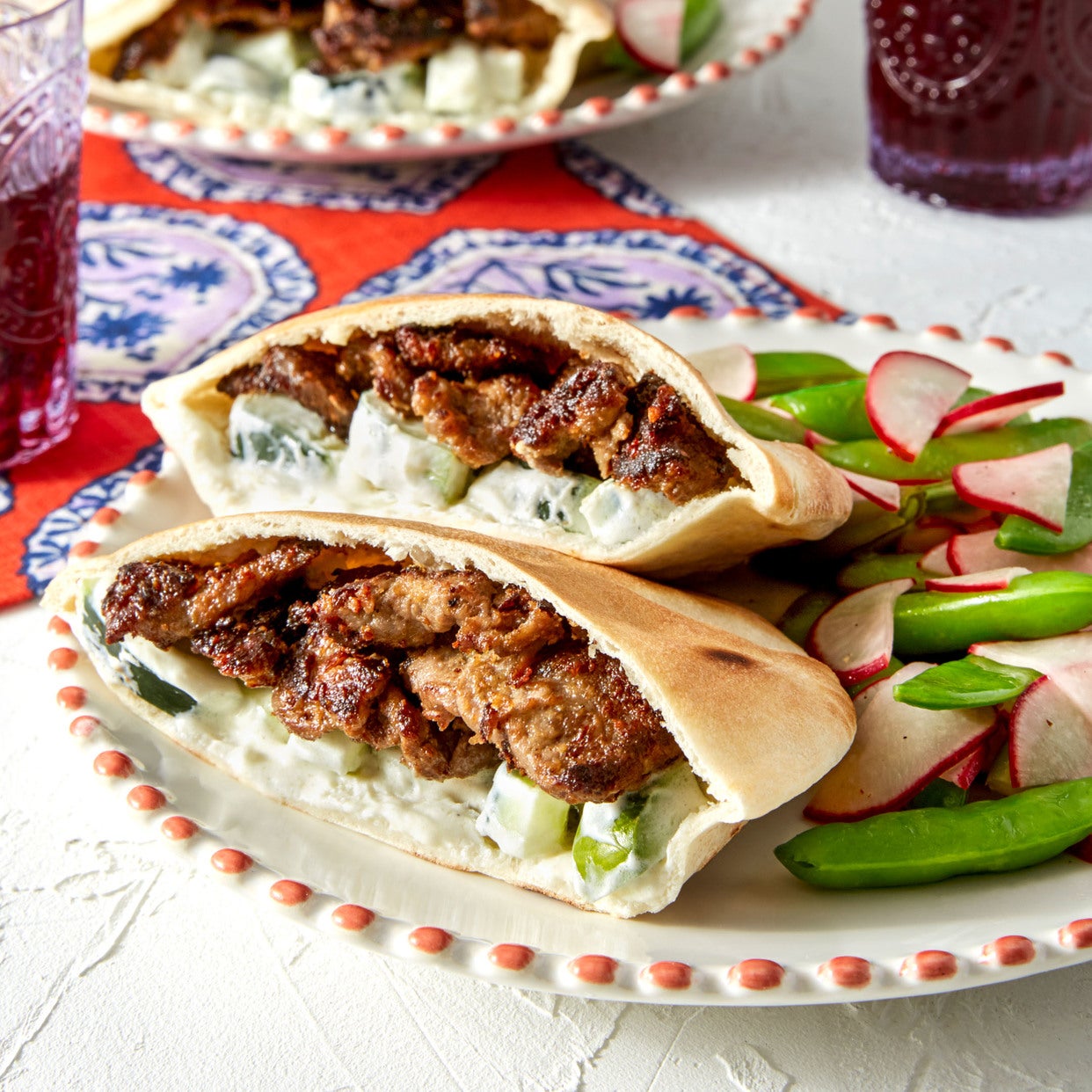 Recipe: Marinated Beef Pitas with Sugar Snap Pea & Radish Salad - Blue