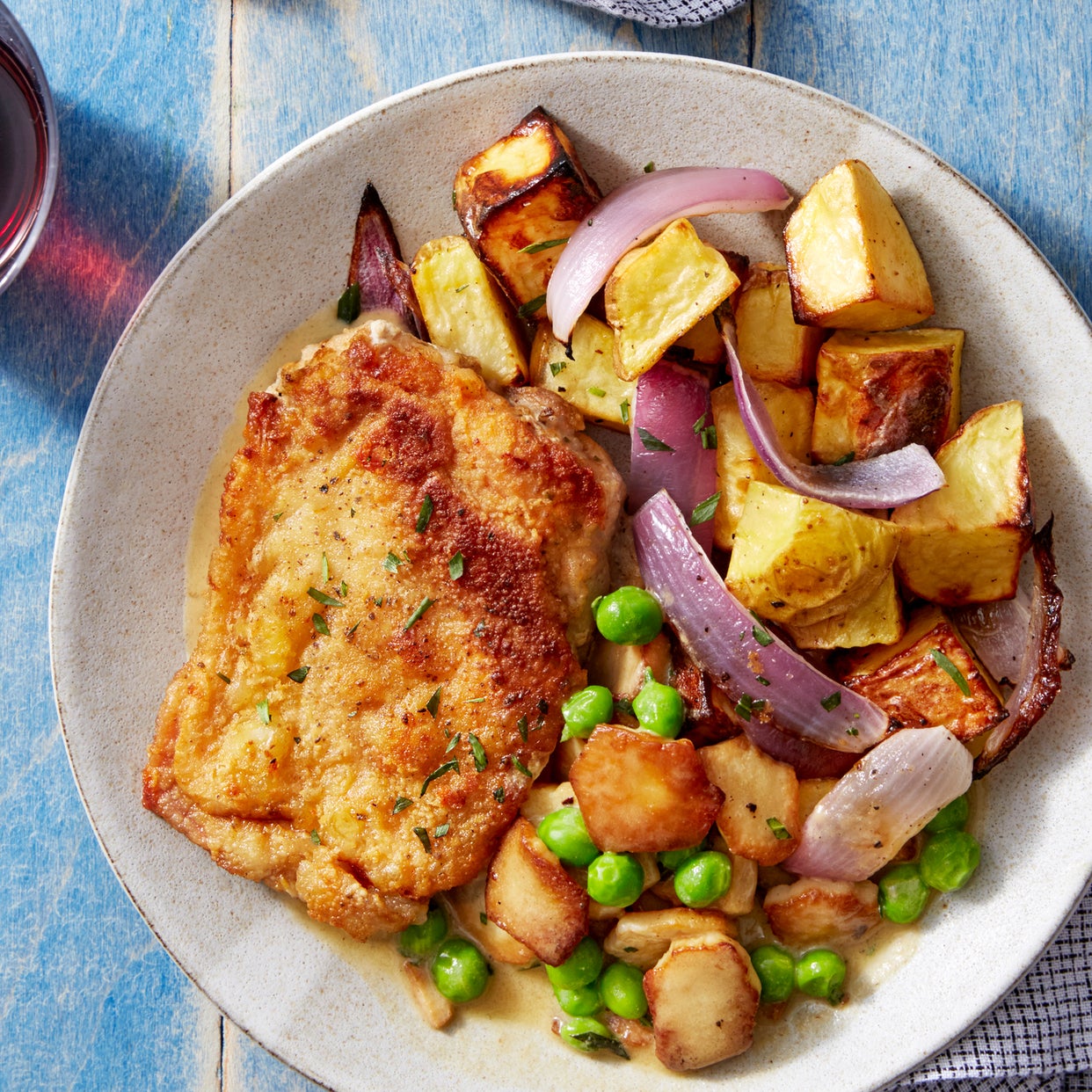 Tarragon Mustard Chicken With English Peas King Trumpet Mushrooms - 