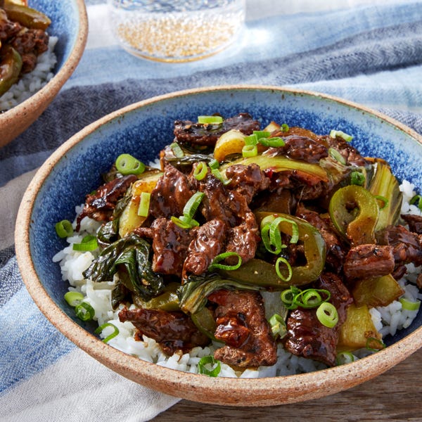 Recipe: Black Pepper Beef with Bok Choy & Garlic Rice ...