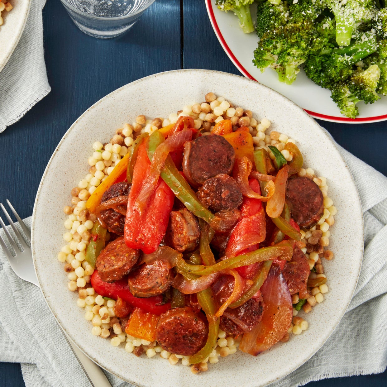 Recipe Italian Sausages & Peppers with Fregola Sarda Pasta & Garlic