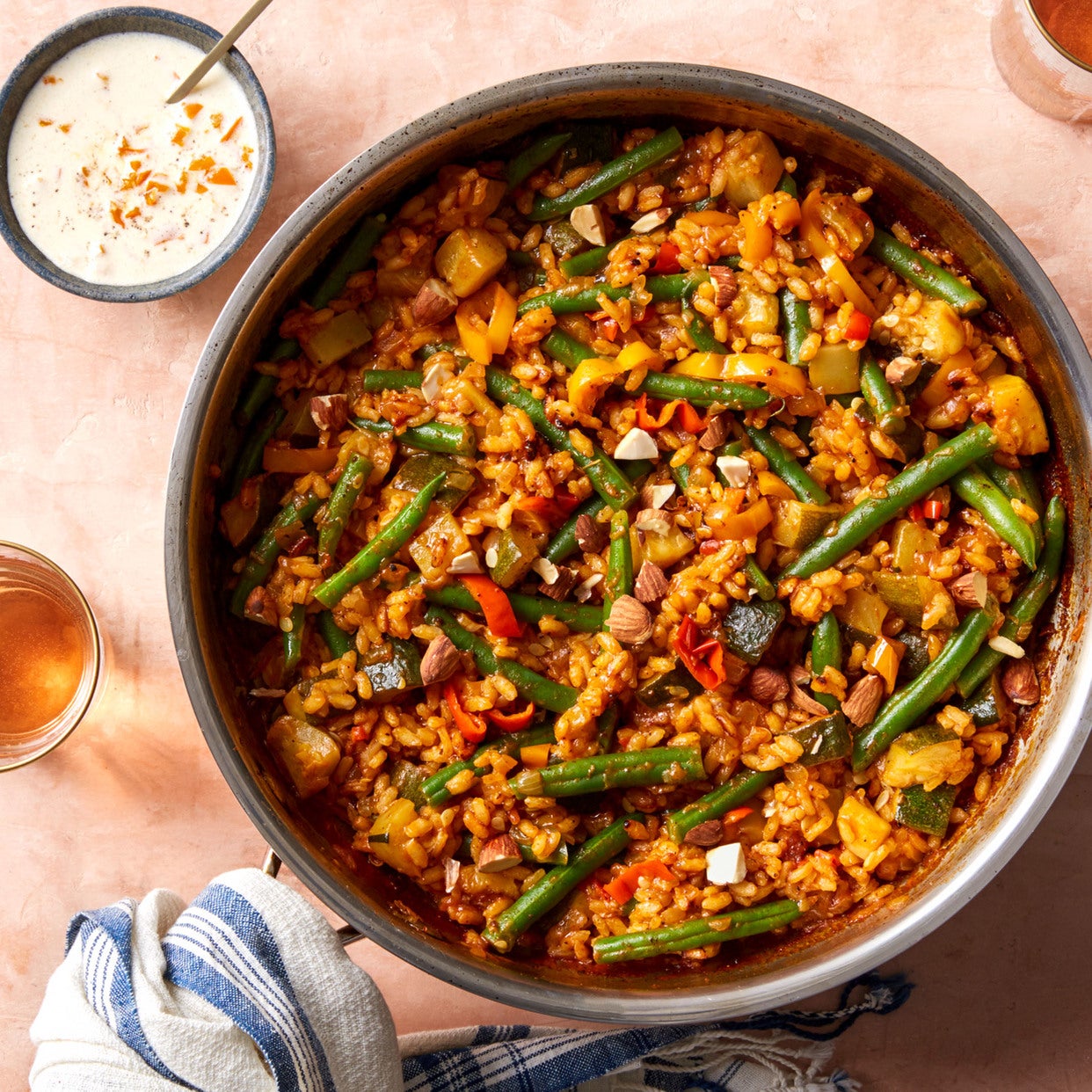Recipe Summer Vegetable Paella with Saffron & Pickled Pepper Aioli Blue Apron