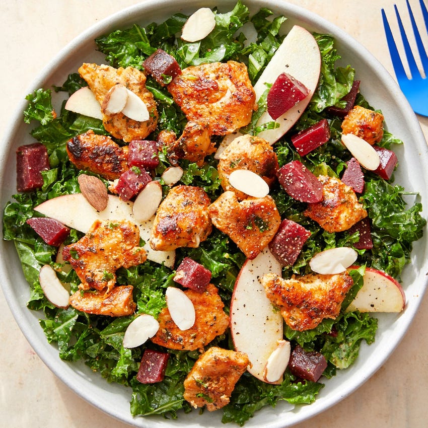 Recipe Seared Chicken & Kale Salad with Apple & Creamy Mustard
