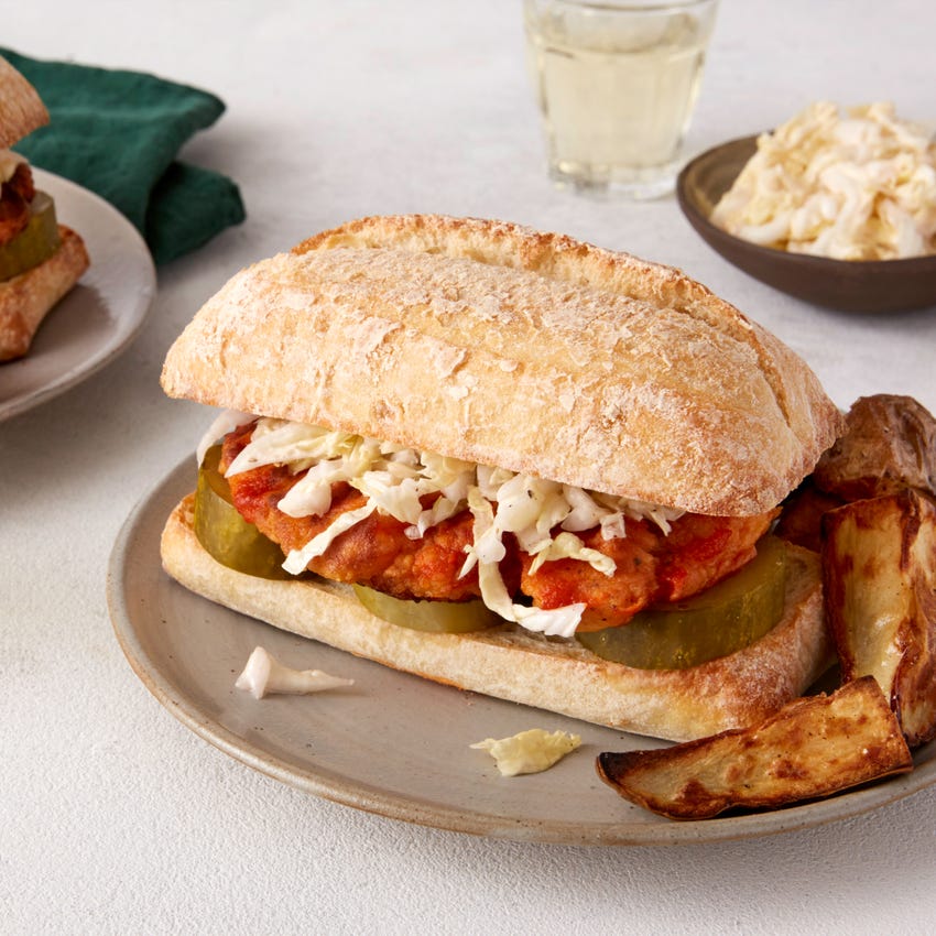 Recipe Spicy Chicken Sandwiches with Napa Cabbage Slaw & Roasted