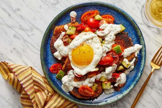 Middle Eastern Squash & Chickpea Patties with Fried Eggs & Tzatziki-image