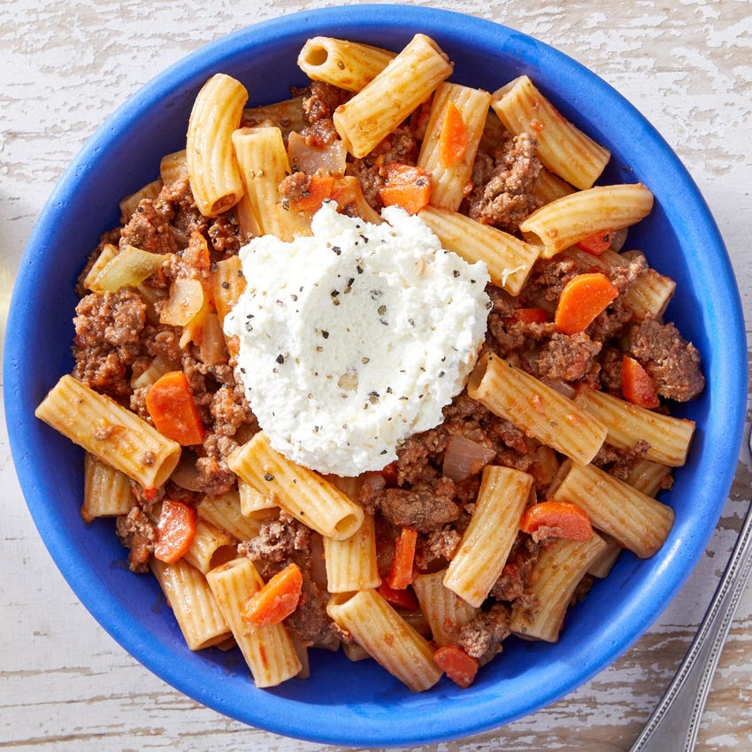 Recipe Pasta Bolognese with Garlic Ricotta Blue Apron