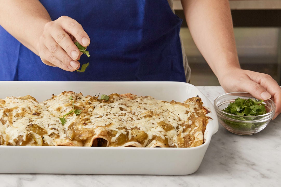 Recipe Cheesy Chicken & Black Bean Enchiladas with Salsa Verde Blue