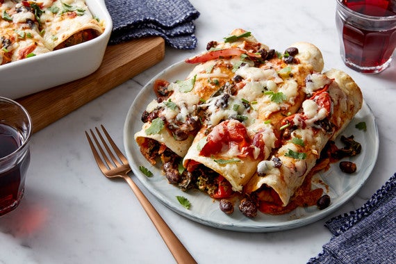 Spicy Black Bean & Kale Enchiladas With Cheddar Cheese-image