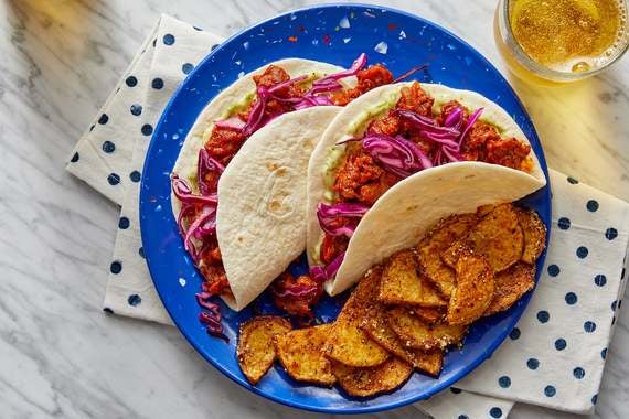 Zesty Pork Chorizo Tacos With Lime Mayo & Garlic-Cotija Potatoes-image