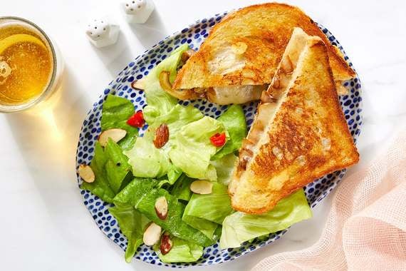 Caramelized Onion Grilled Cheese With Butter Lettuce Salad & Creamy Fig Dressing-image