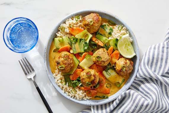Turkey Meatballs & Bok Choy in Coconut Lemongrass Curry-image