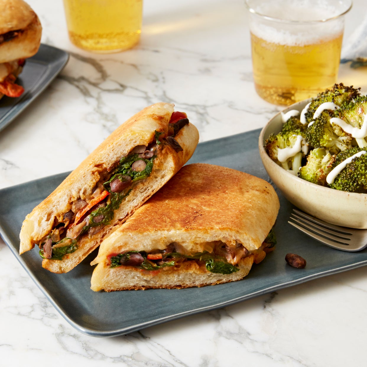Recipe Black Bean & Cheese Tortas with Roasted Broccoli & Lime Sour