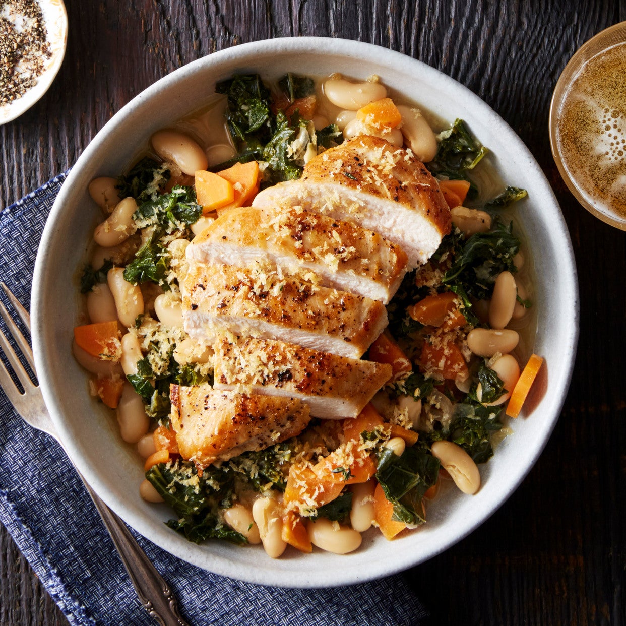 Recipe Chicken & Stewed White Beans with Thyme Breadcrumbs Blue Apron