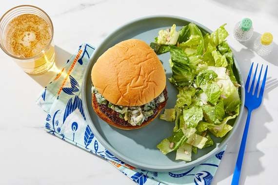 Creamy Poblano Burger with Lime Cotija Salad-image