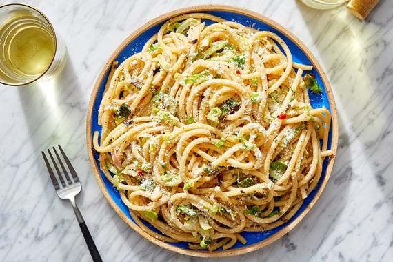 Goat Cheese  & Lemon Pasta with Brussels Sprouts-image