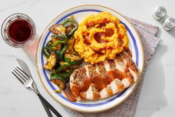 Seared  Pork Chops & BBQ Sauce with Mashed Sweet Potatoes-image