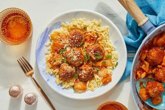 Pork Meatballs & Orzo Pasta with Calabrian-Tomato Sauce & Fennel-image