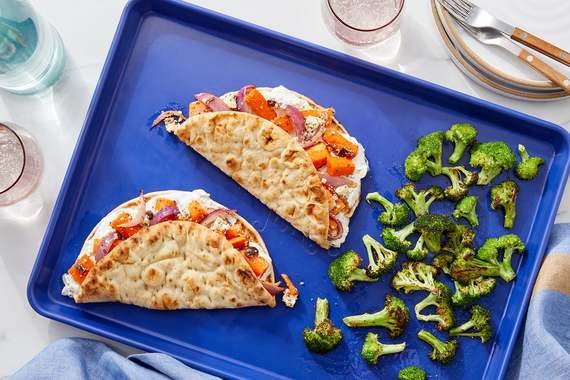 Greek-Style Veggie Pitas with Lemon-Dressed Broccoli-image