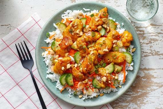 Curry-Peanut Chicken with Sushi Rice & Marinated Vegetables-image