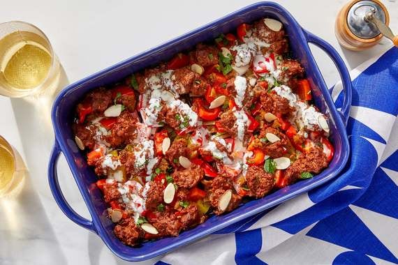 Pork Chorizo, Potato & Fig Bake with Almonds & Lemon Mayo-image