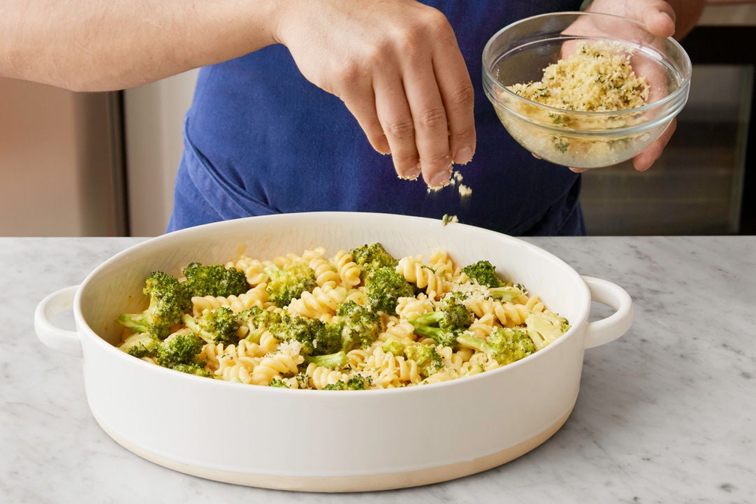 Recipe Cheesy Broccoli Baked Pasta with Thyme Breadcrumbs Blue Apron