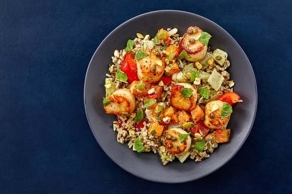 Pan-Seared Scallops & Caper Butter with Red Rice & Fresh Orange Salsa-image