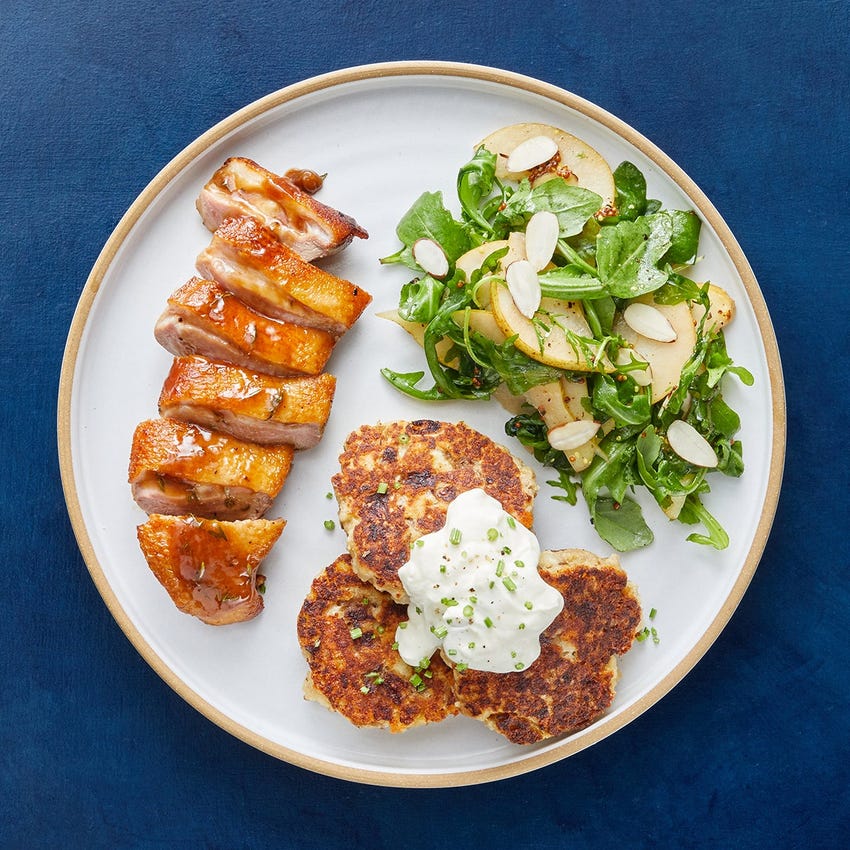 Recipe Duck & ThymeButter Pan Sauce with Caramelized Onion Potato